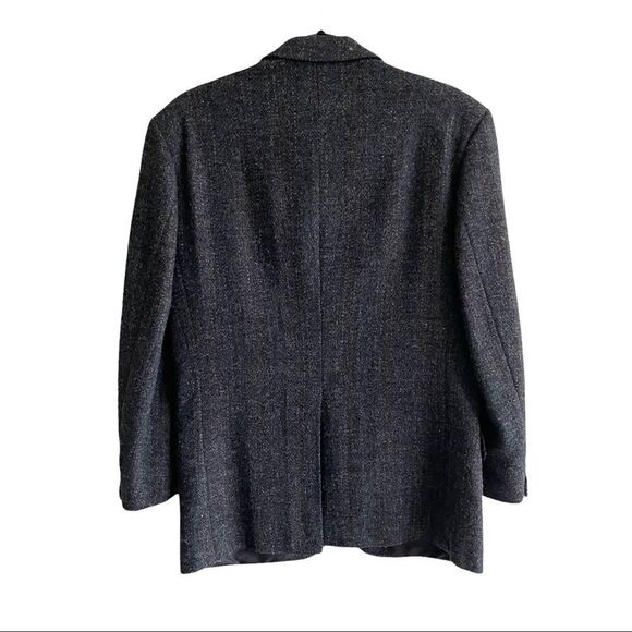 HARRIS TWEED Vintage Hand Woven Wool Sports Coat Jacket Blazer Navy Blue 40R - Picture 4 of 11